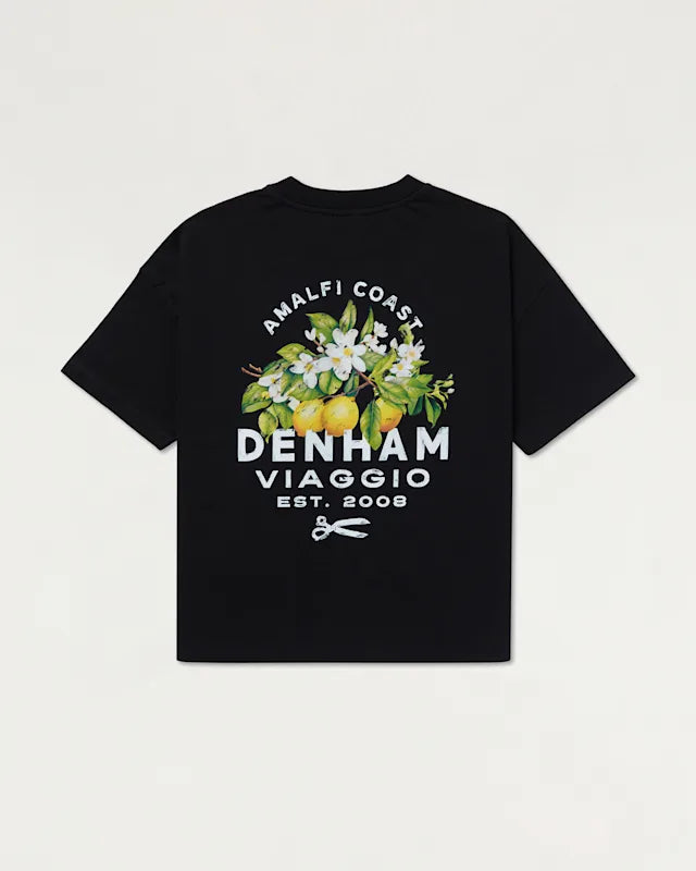 DENHAM OSAKA AMALFI TEE HEAVY CORE JERSEY - Black
