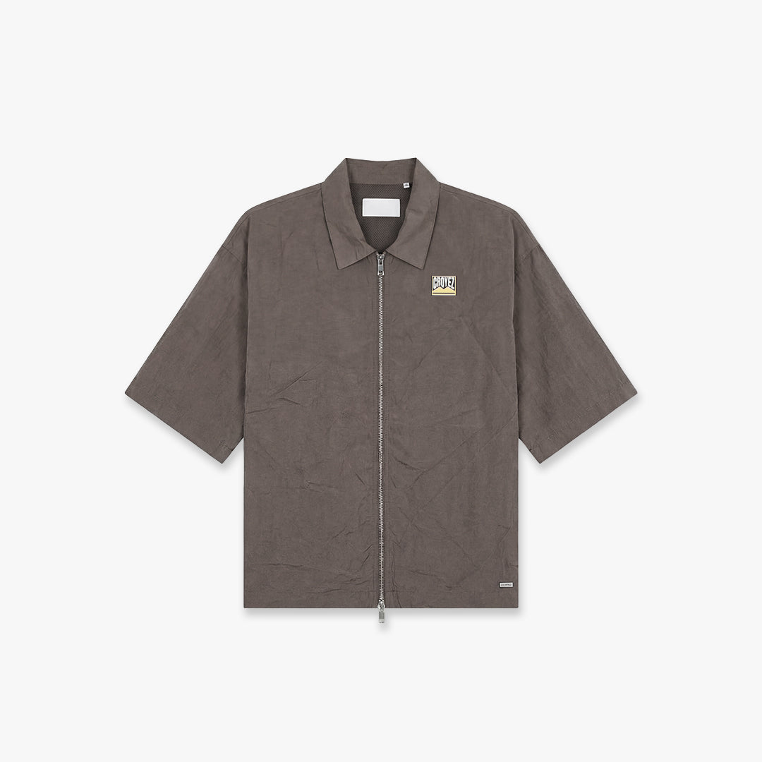 Croyez Crinkle Patch Shirt | Washed Brown