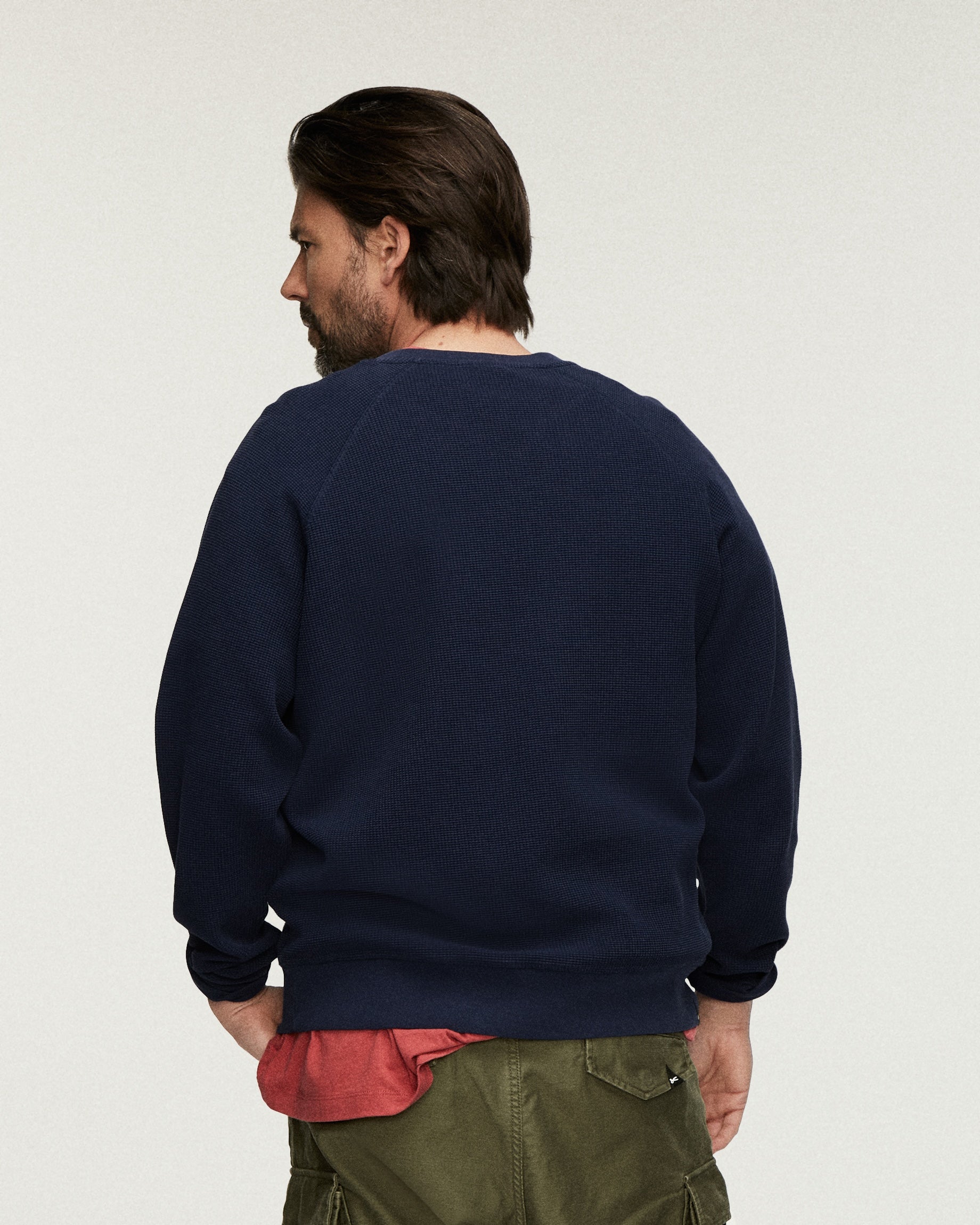 DENHAM WAFFLE LS SWEAY Navy