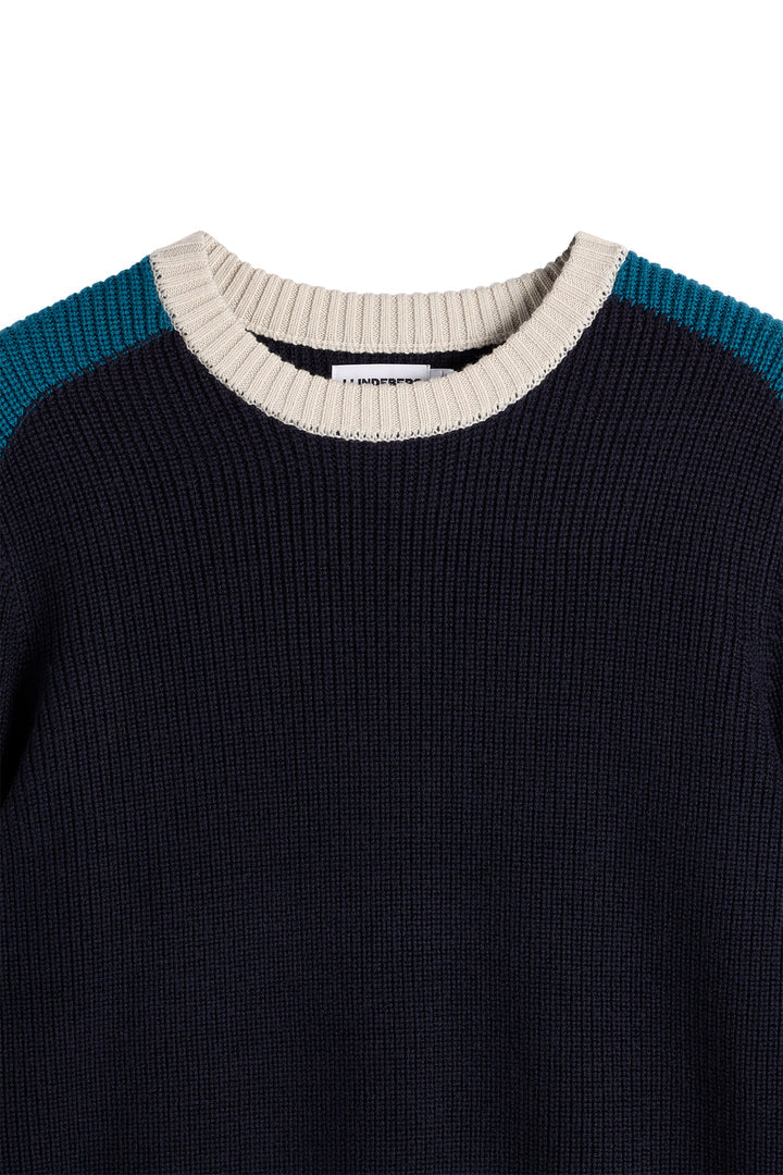 J.LINDEBERG STAN COLOUR BLOCK KNIT | Jl Navy