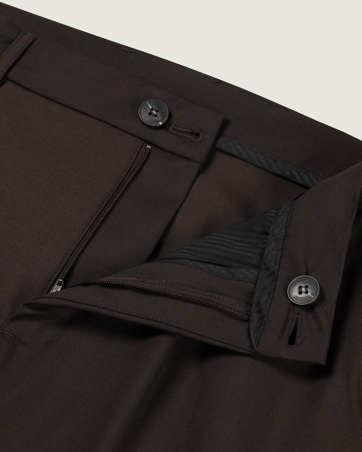 DUQUEZZI WOOL BLEND TROUSERS | DARK BROWN