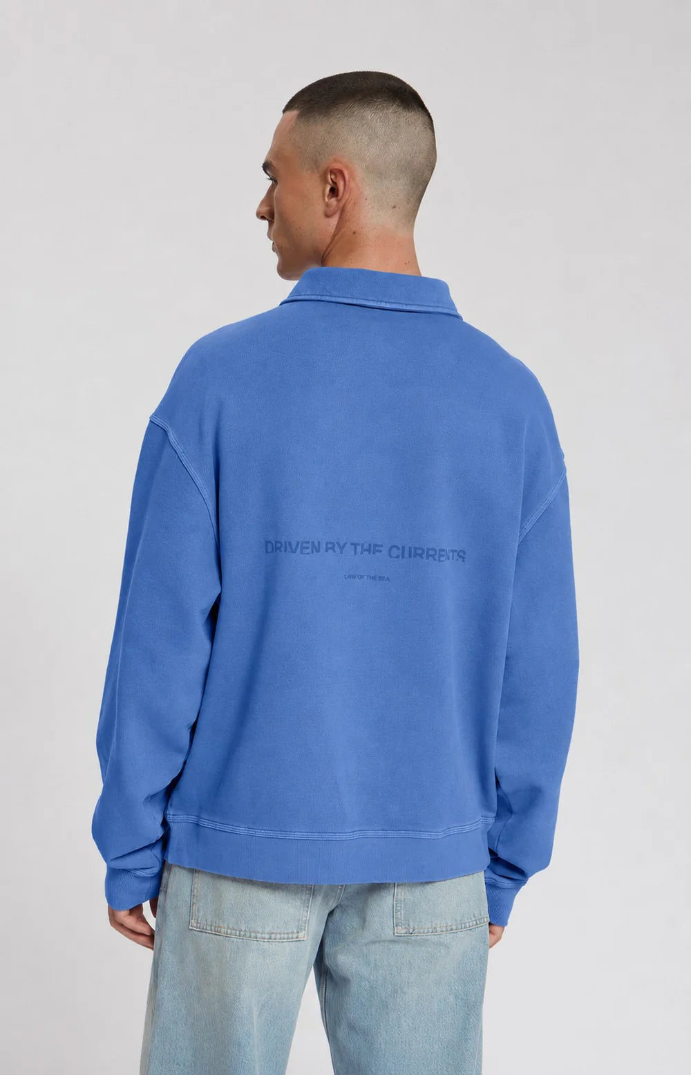 RUSK GARMENT DYED SWEAT POLO Dutch Blue