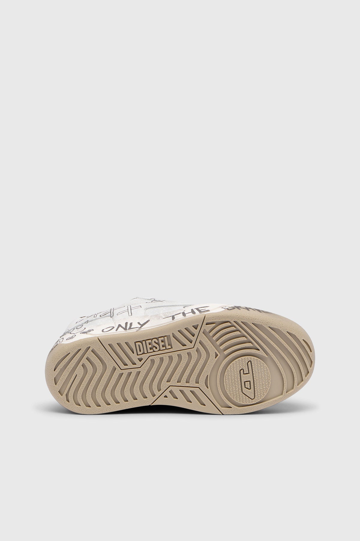 D-OLLIE-LEATHER SNEAKERS WITH GRAFFITI PRINT White