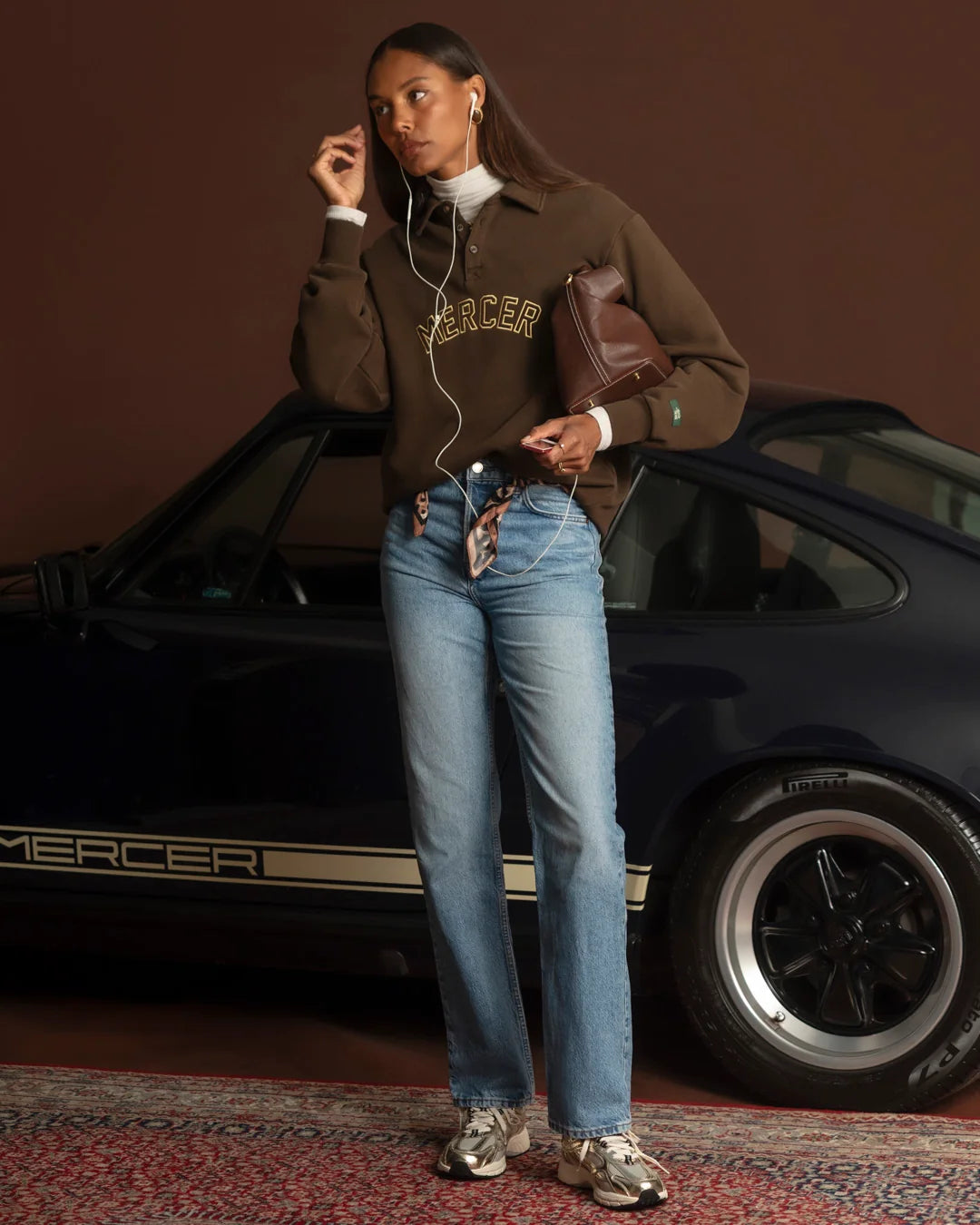 MERCER The Mercer Sweat Polo Brown