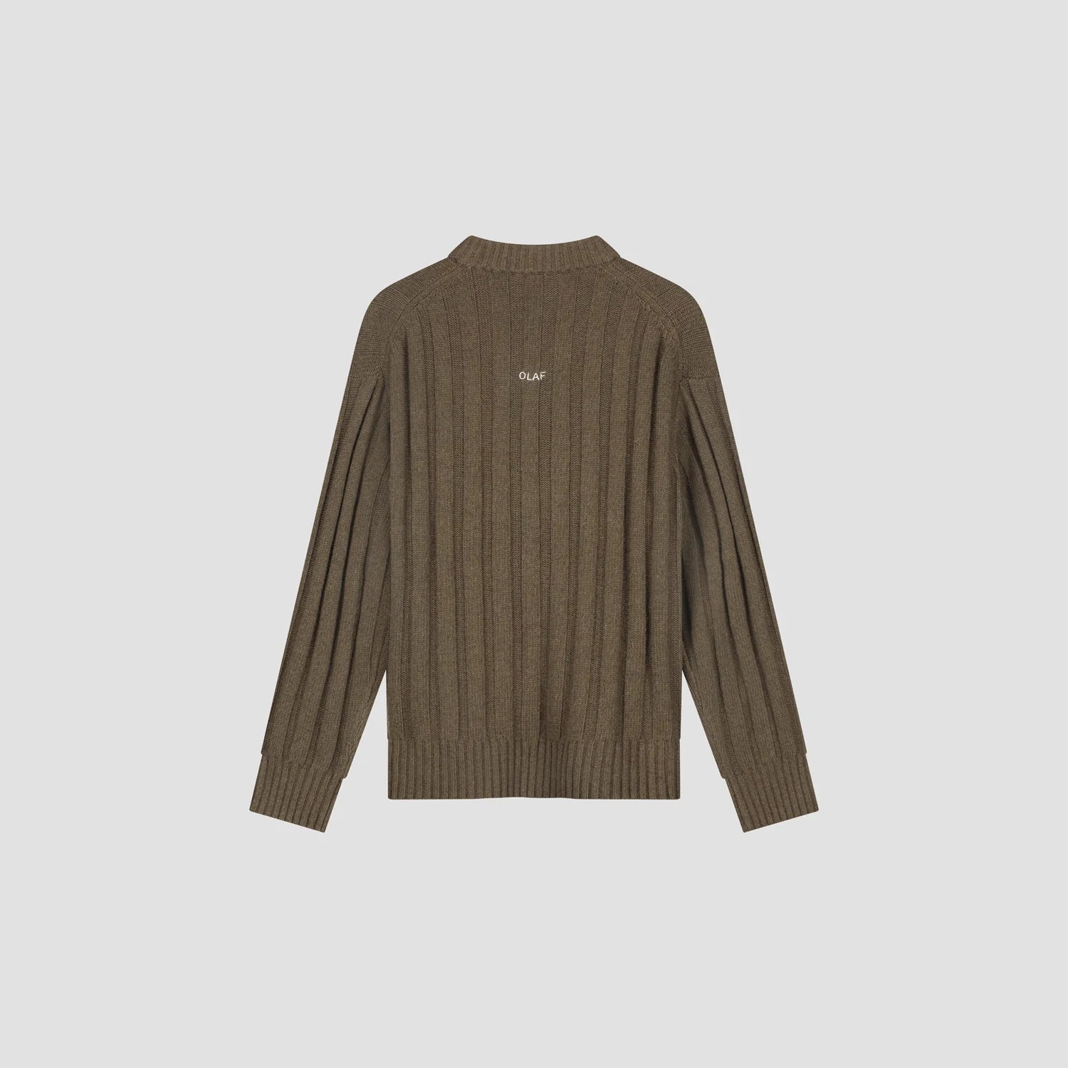 OLAF RIBBED KNITTED V-NECK Chocolate Chip