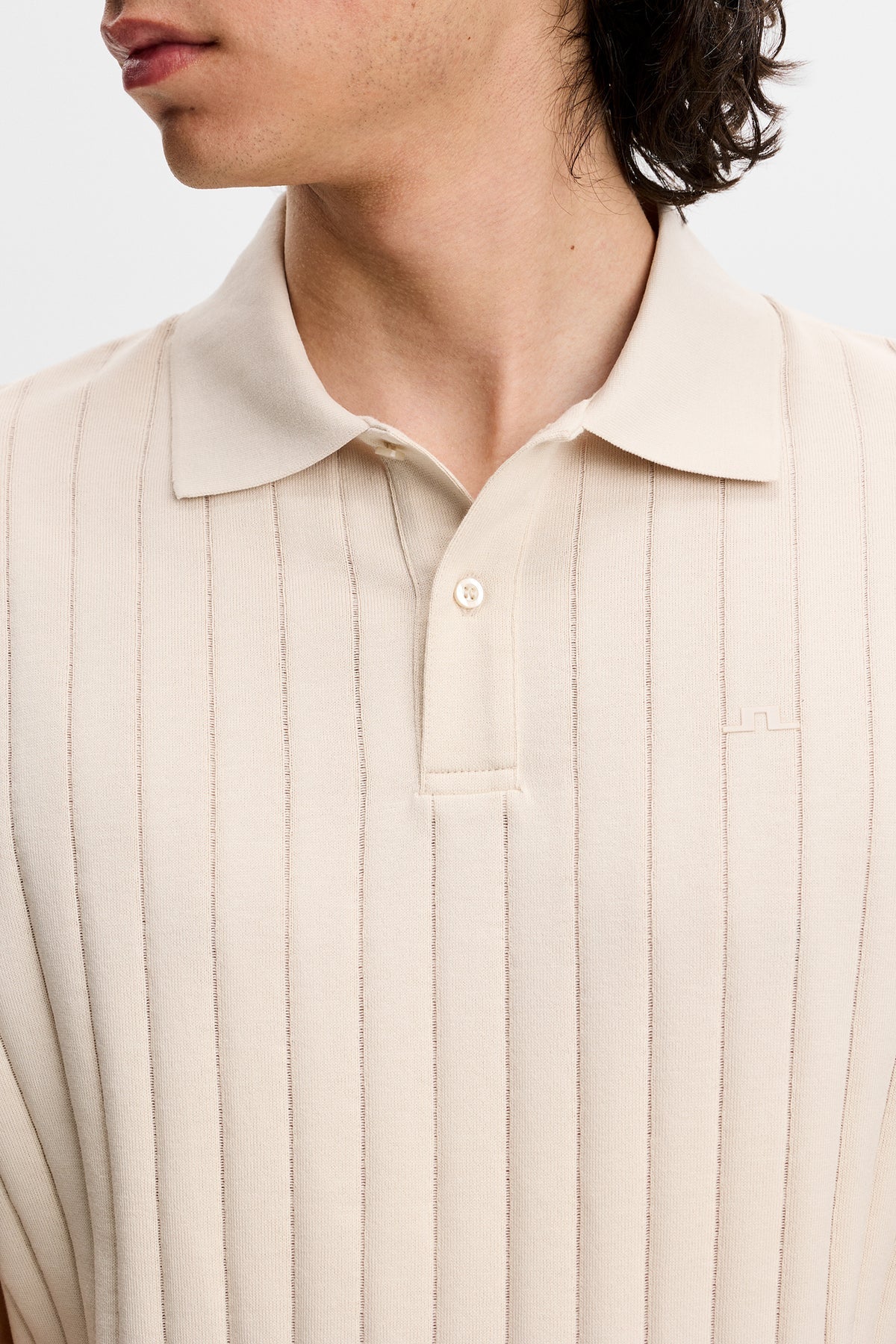 J.LINDEBERG Simon Stripe Polo Moonbeam