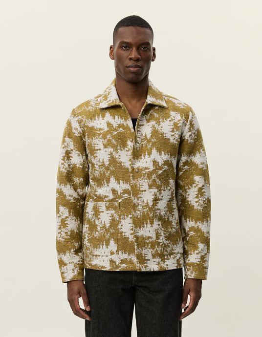 LES DEUX Layton Cattle Jacquard Overshirt | Plant Green