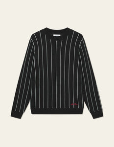 LES DEUX Gaston Jacquard Pinstripe Knit Black