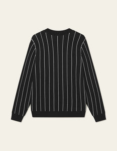 LES DEUX Gaston Jacquard Pinstripe Knit Black
