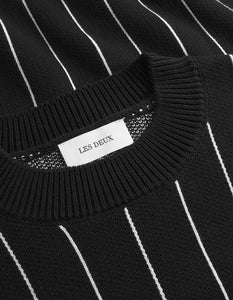 LES DEUX Gaston Jacquard Pinstripe Knit Black