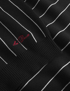 LES DEUX Gaston Jacquard Pinstripe Knit Black