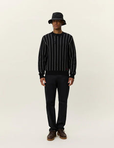 LES DEUX Gaston Jacquard Pinstripe Knit Black