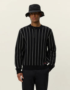 LES DEUX Gaston Jacquard Pinstripe Knit Black