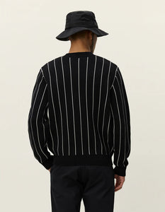 LES DEUX Gaston Jacquard Pinstripe Knit Black