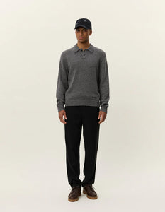LES DEUX Billy Mouliné Knitted Polo Black
