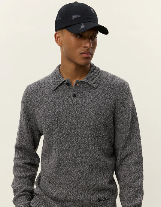 LES DEUX Billy Mouliné Knitted Polo Black