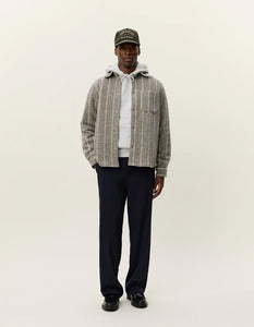 LES DEUX Lennon Wool Pinstripe Overshirt | Grey Melange