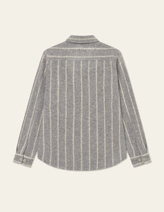 LES DEUX Lennon Wool Pinstripe Overshirt | Grey Melange