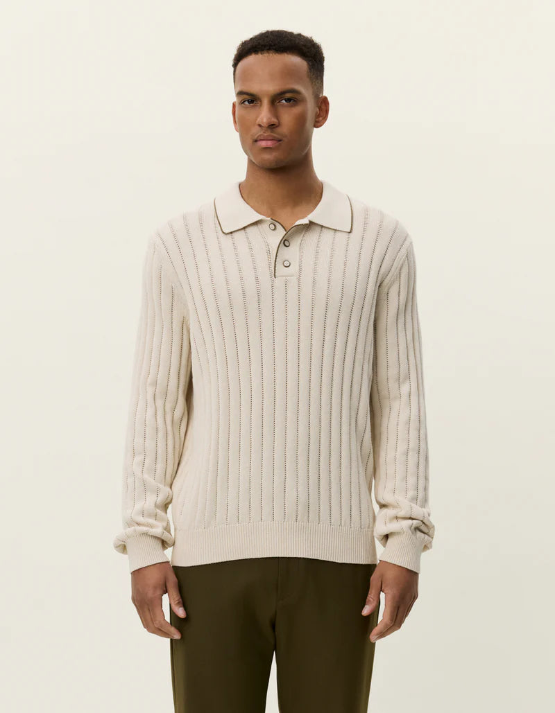 LES DEUX Bogart Rugby Polo Knit Ivory