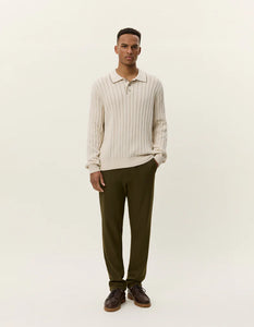 LES DEUX Bogart Rugby Polo Knit Ivory