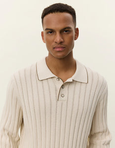 LES DEUX Bogart Rugby Polo Knit Ivory