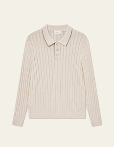 LES DEUX Bogart Rugby Polo Knit Ivory