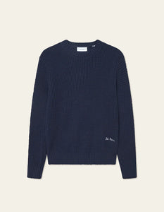 LES DEUX Alvin Waffle Crewneck Knit | Dark Navy