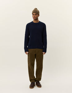 LES DEUX Alvin Waffle Crewneck Knit | Dark Navy