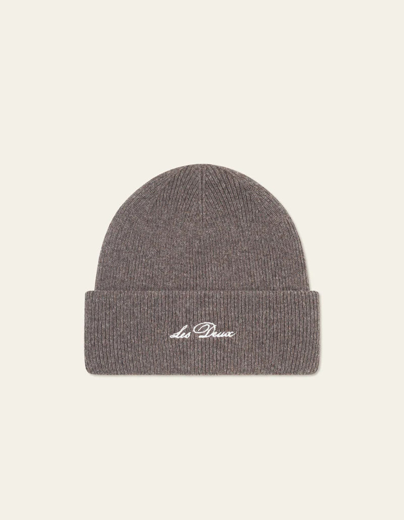 LES DEUX Wayne Embroidered Beanie | Mountain Grey Melange