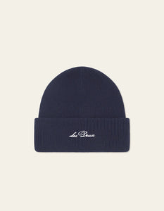 LES DEUX Wayne Embroidered Beanie | Dark Navy