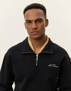 LES DEUX Crew Half-Zip Sweatshirt Black
