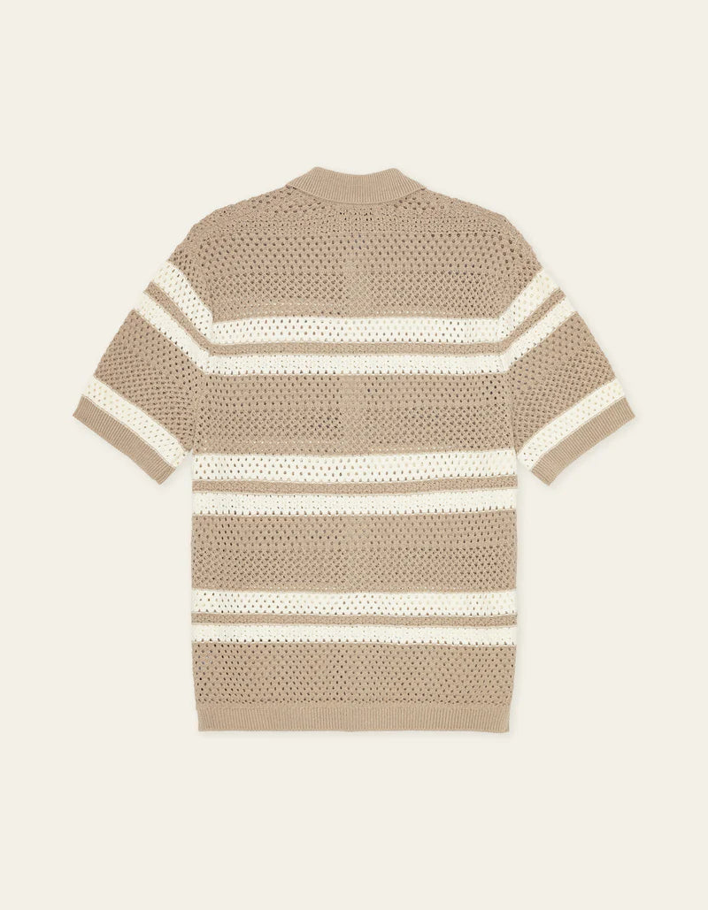 LES DEUX Gianni Knitted SS Shirt Dark Sand