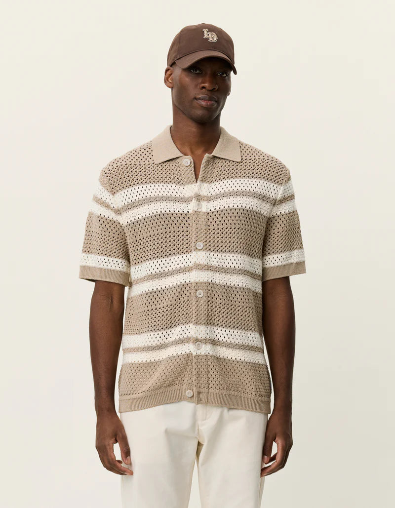 LES DEUX Gianni Knitted SS Shirt Dark Sand