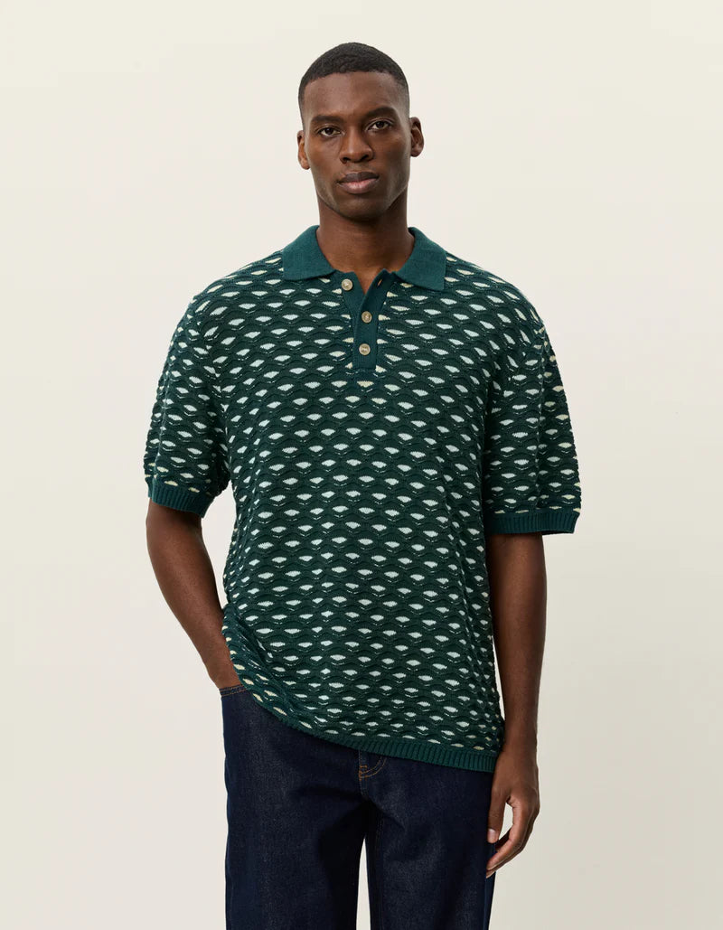 LES DEUX Esmay Shell Knitted Polo Green