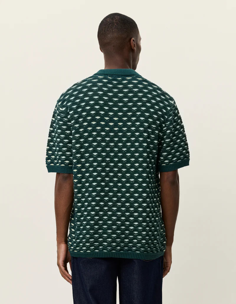 LES DEUX Esmay Shell Knitted Polo Green