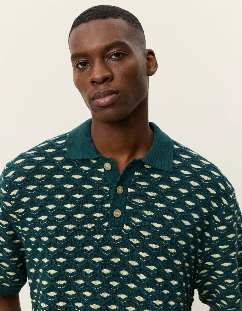LES DEUX Esmay Shell Knitted Polo Green