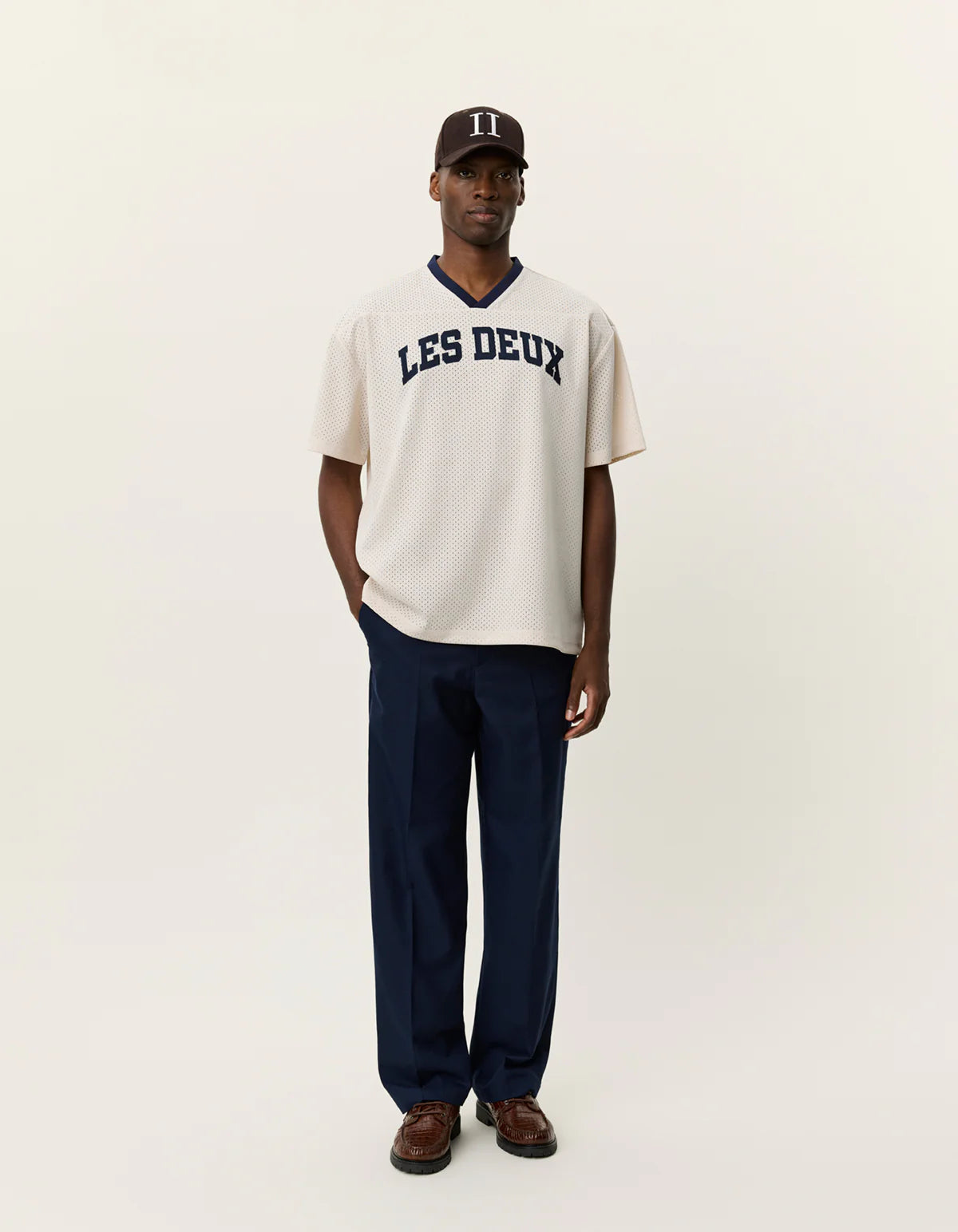 LES DEUX Bronson Mesh T-Shirt Eggnog White