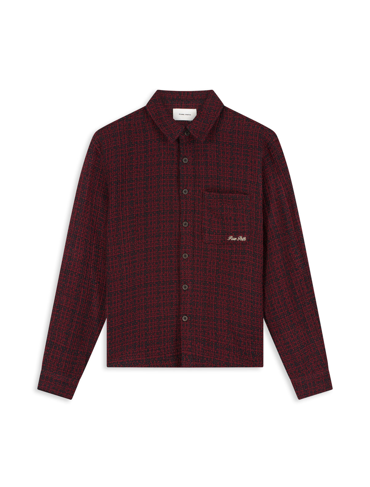 PURE PATH Structured Checked Overshirt Black/Burgundy