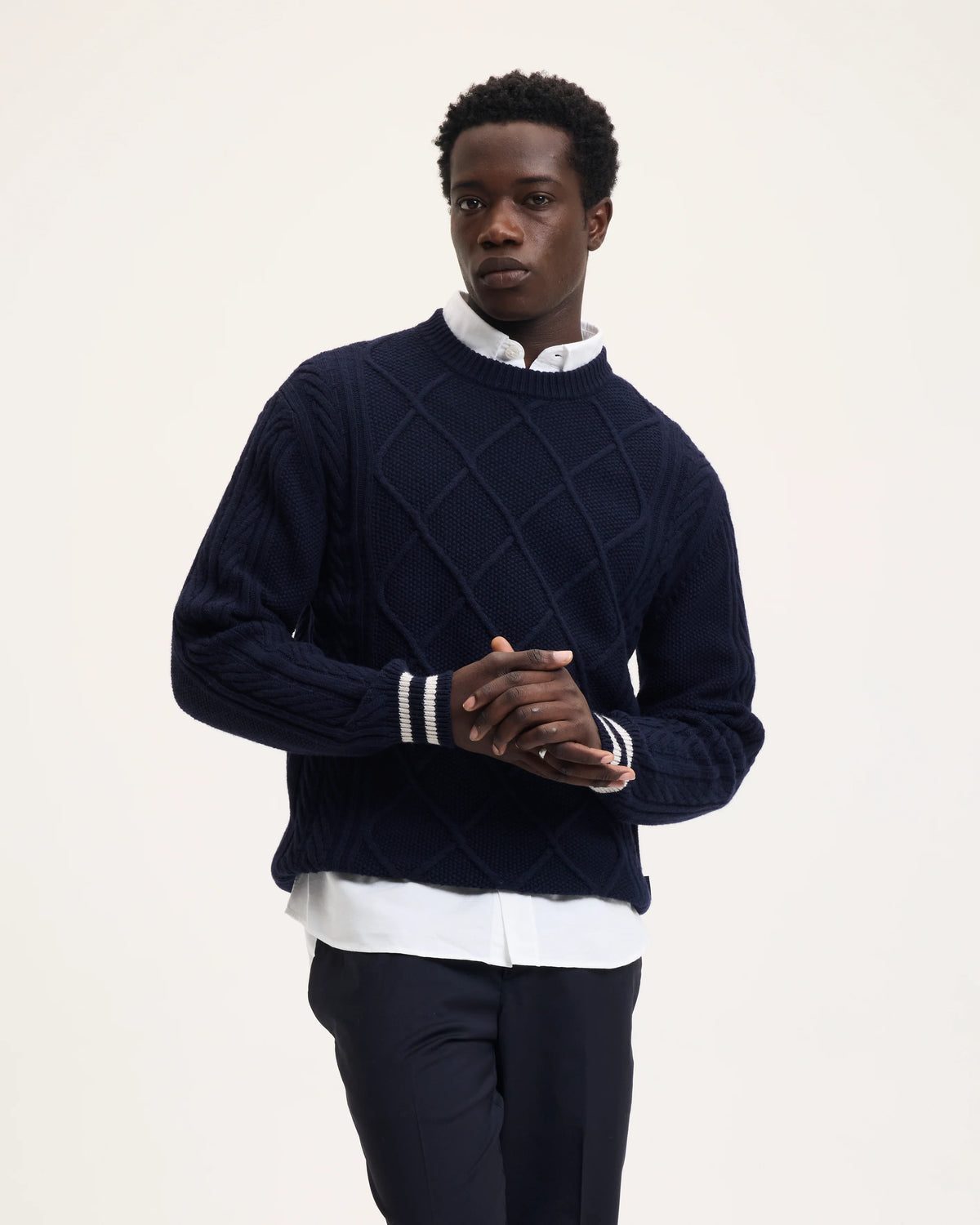 GOOD PEOPLE Kpattern Knitted Sweater Navy