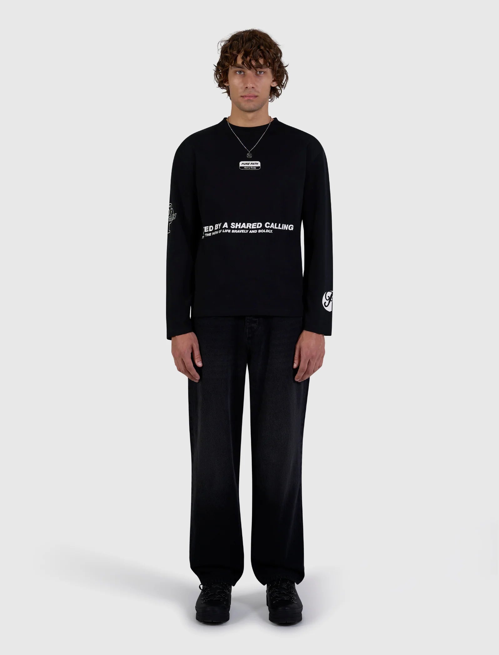 PURE PATH UNITED LONGSLEEVE T-SHIRT BOXY Black