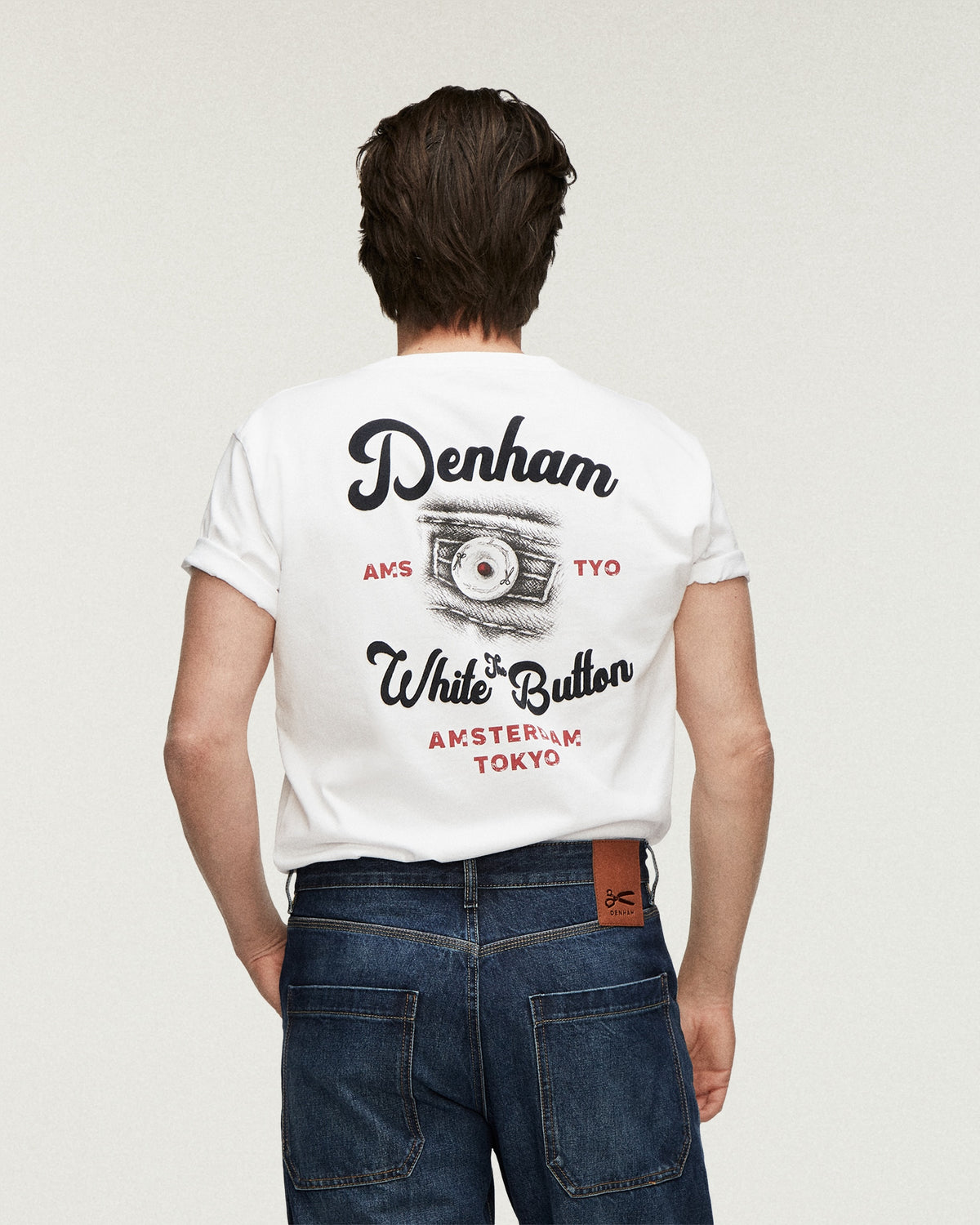 DENHAM BUTTON TEE | White