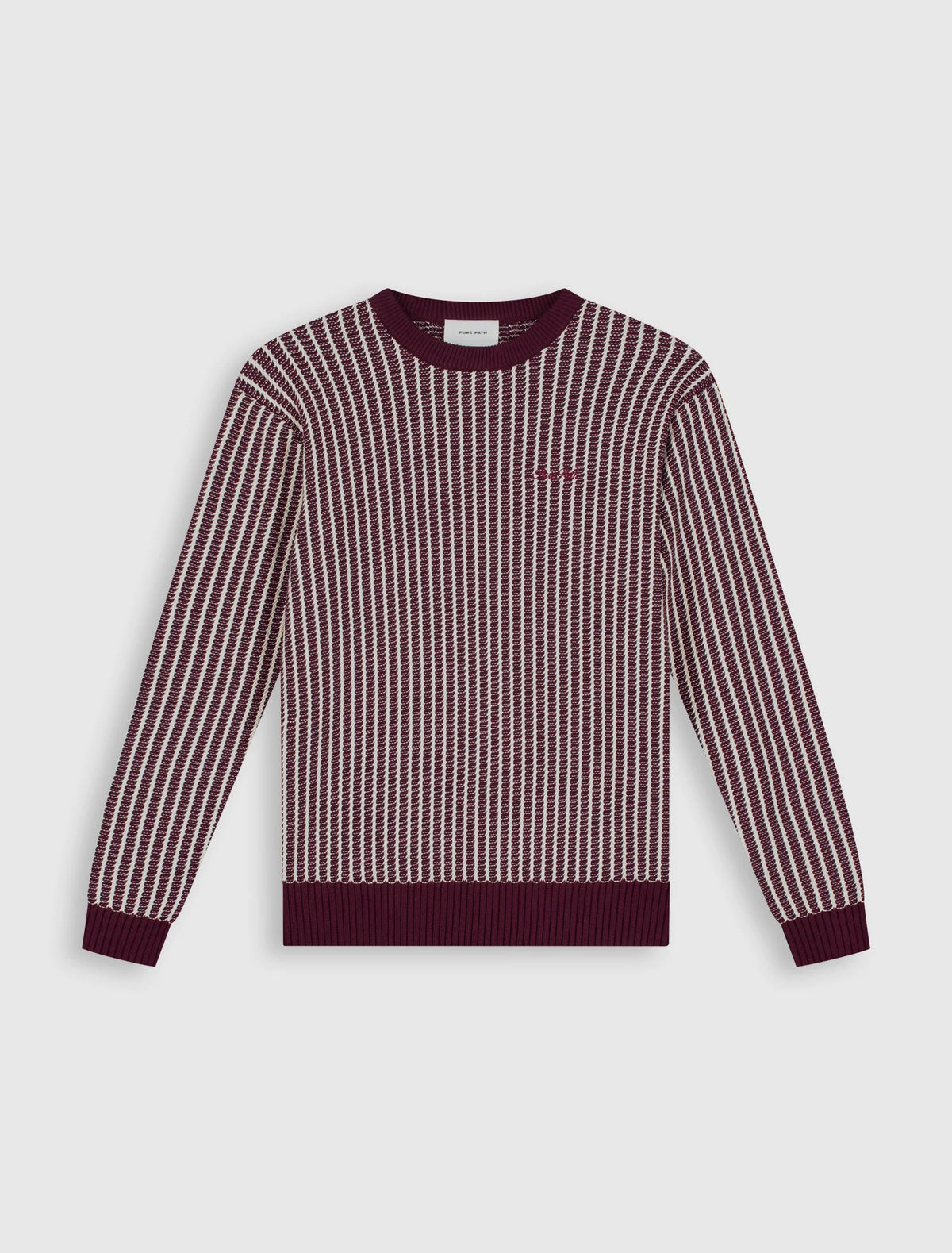 PURE PATH LADDER STITCH KNIT SWEATER | Wine Red