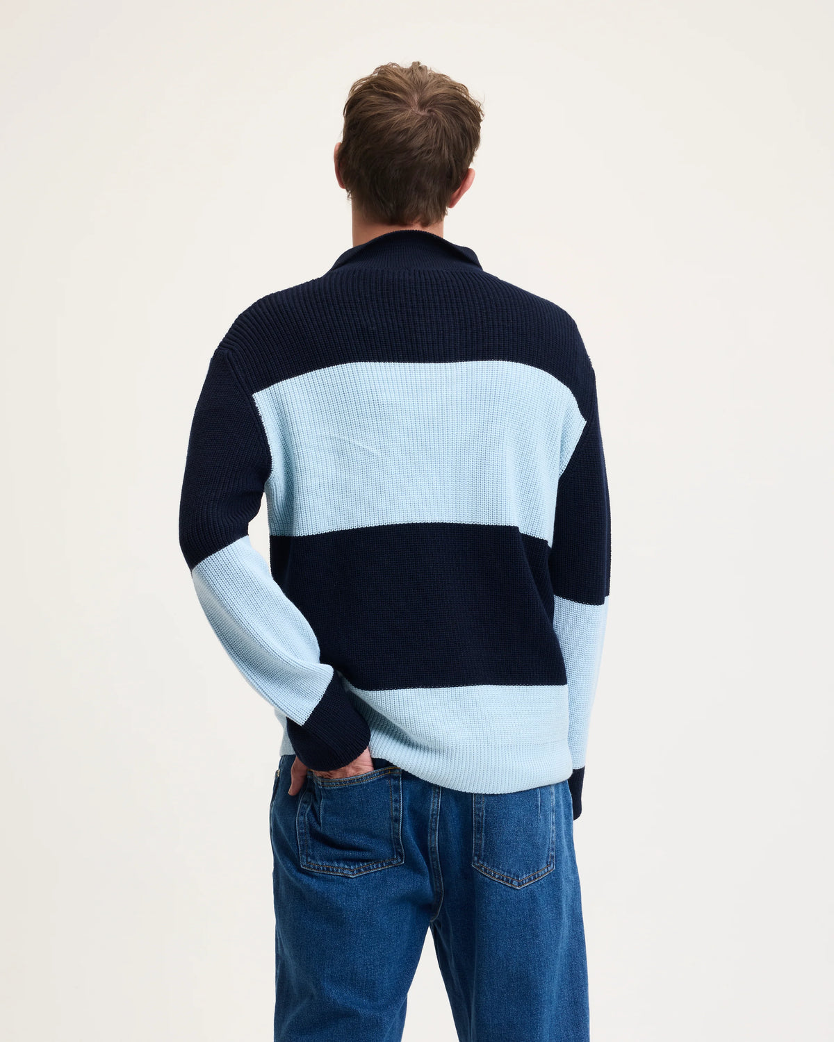 GOOD PEOPLE Kjeld Knitted Polo Navy Light Blue
