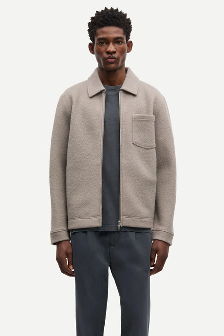 SAMSOE SAMSOE HANNES FULL ZIP 14612 | Elephant Skin