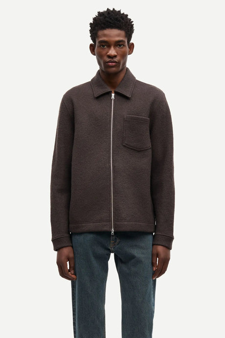 SAMSOE SAMSOE HANNES FULL ZIP 14612 | TURKISH COFFEE