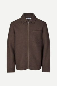 SAMSOE SAMSOE HANNES FULL ZIP 14612 | TURKISH COFFEE