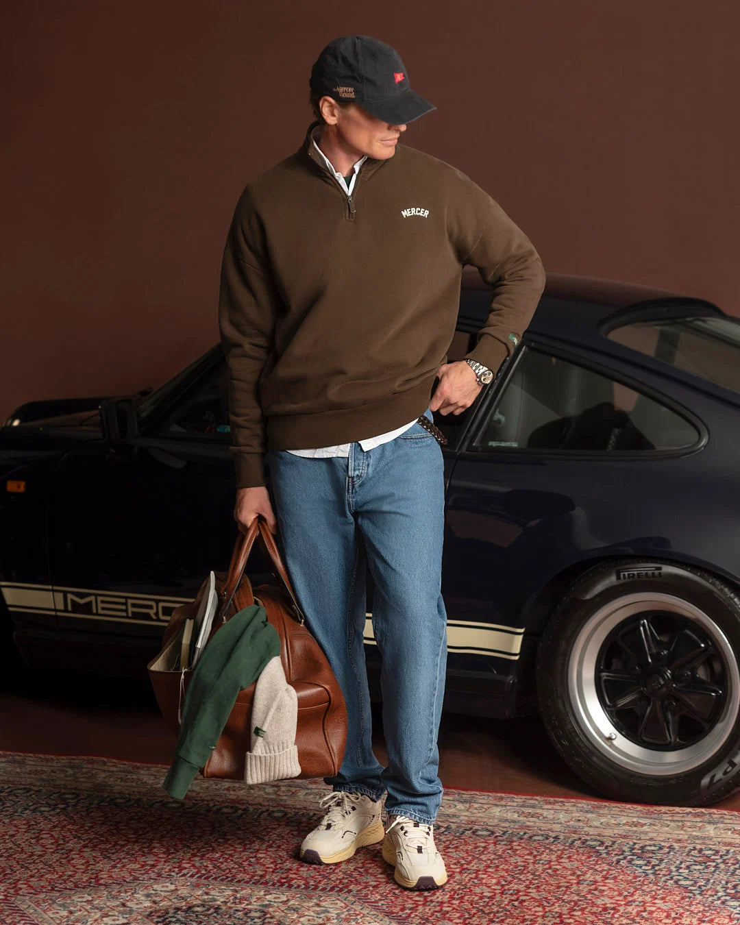 MERCER The Mercer Quarter Zip Brown