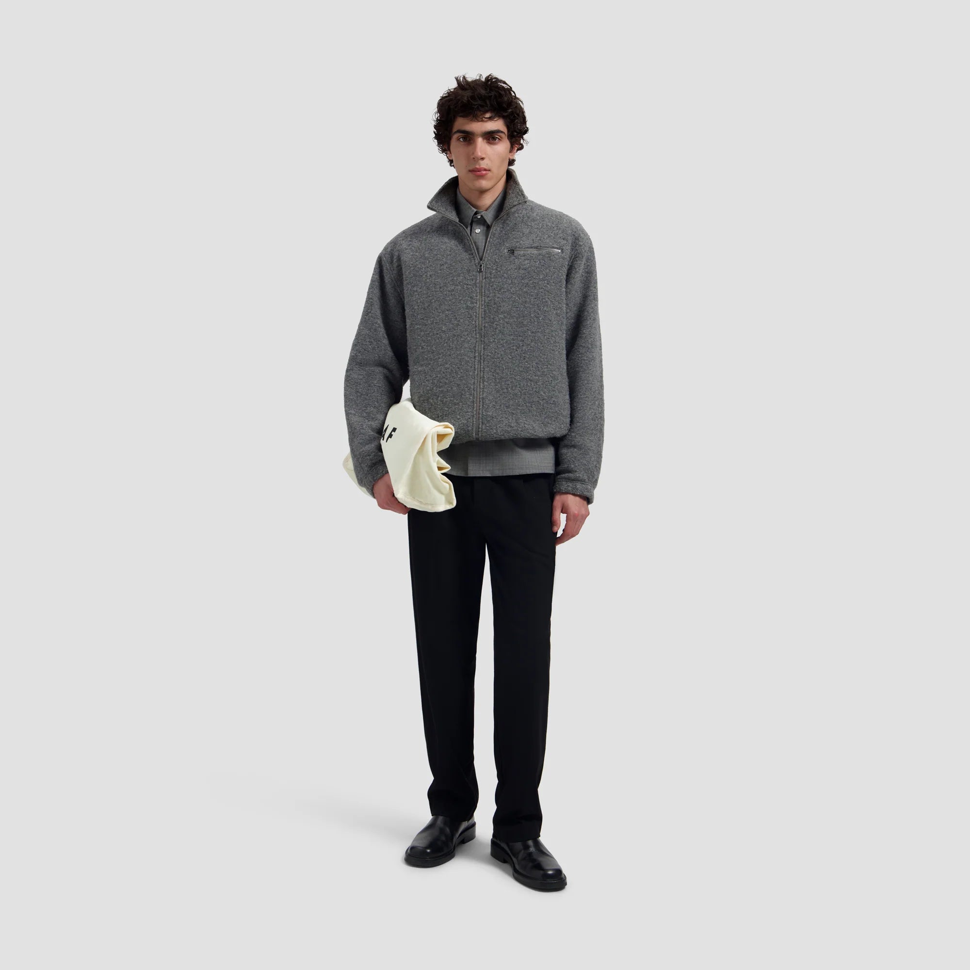 OLAF WOOL FLEECE ZIP JACKET - SHARKSKIN