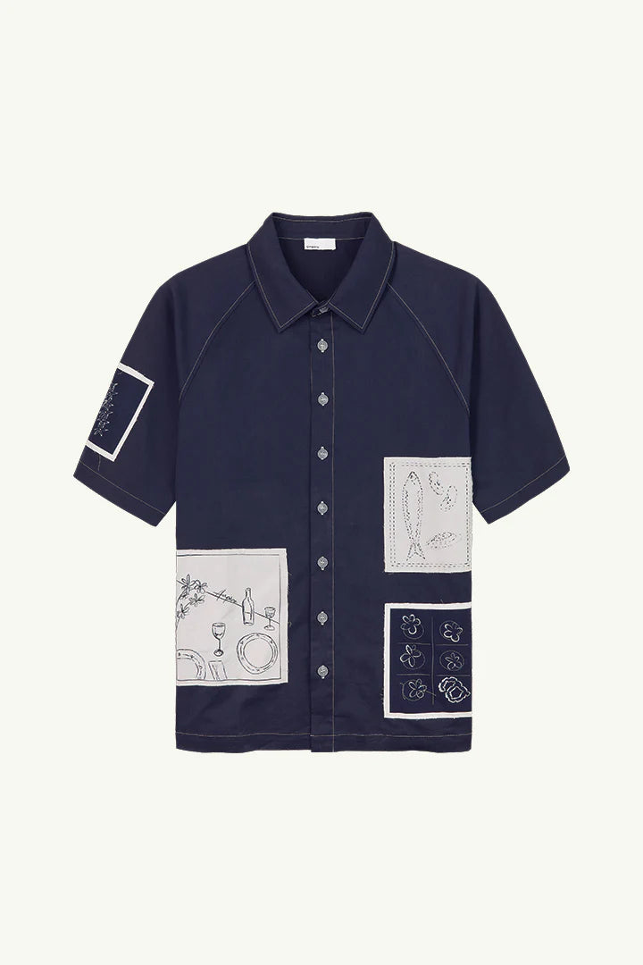 Ampère Ada Garbadine Short Sleeve Shirt in Dark Sapphire