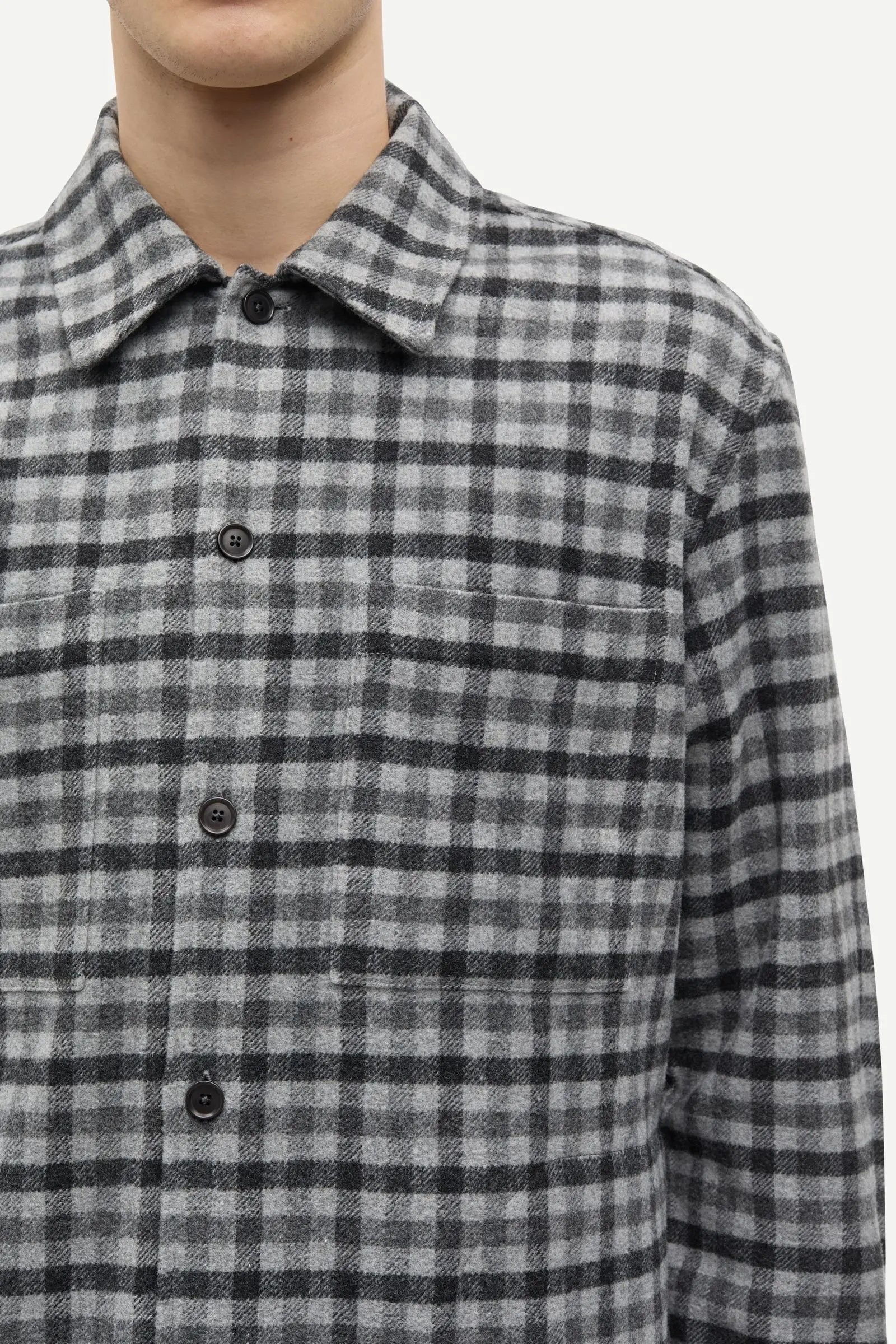 SAMSOE SAMSOE SACASTOR X O OVERSHIRT 14089 Grey Melange Check